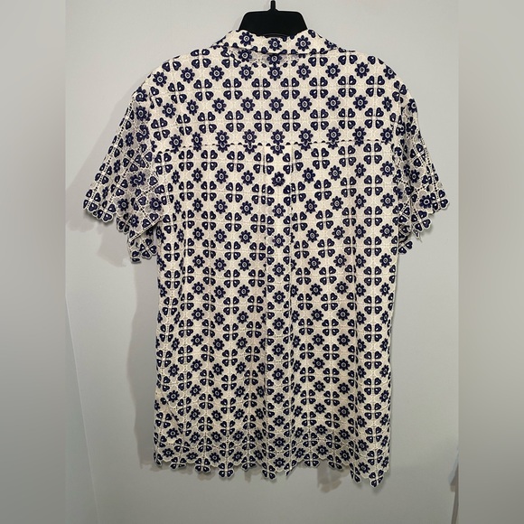 Anthropologie Maeve Short-Sleeve Geo Lace Mini Shirt Dress Size MP - Picture 7 of 12